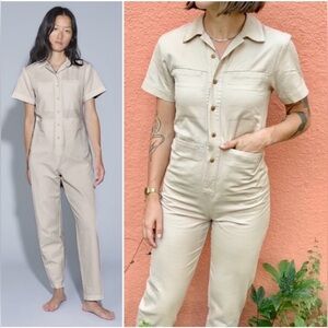 Ilana Kohn Tia Short Sleeve Coveralls  Jumpsuit Toast  Size 2 Women’s
